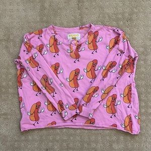 Hugo Tiki Kid hot dog print long sleeve shirt.